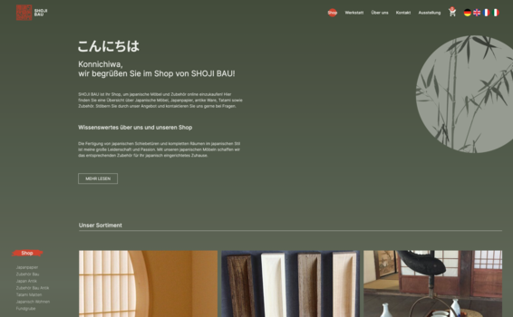 Webshop Relaunch mit Pimcore für Shoji Bau, Shop