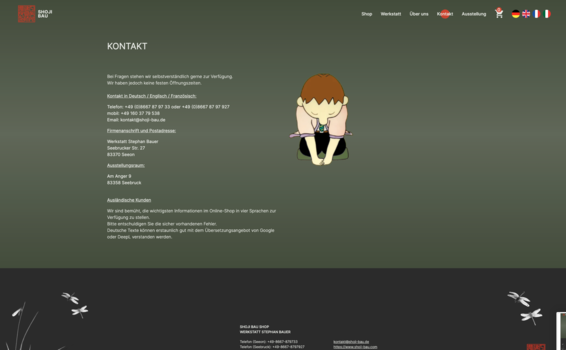 Webshop Relaunch mit Pimcore für Shoji Bau, Kontakt