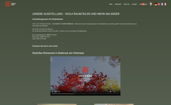 Webshop Relaunch mit Pimcore für Shoji Bau, Ausstellung