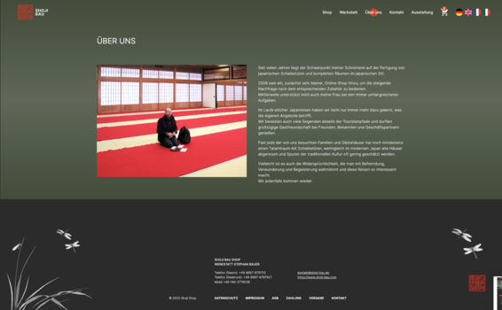 Webshop Relaunch mit Pimcore für Shoji Bau, Über Uns
