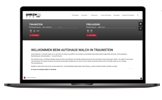 Website Relaunch, Autohaus Walch, Wilkommen